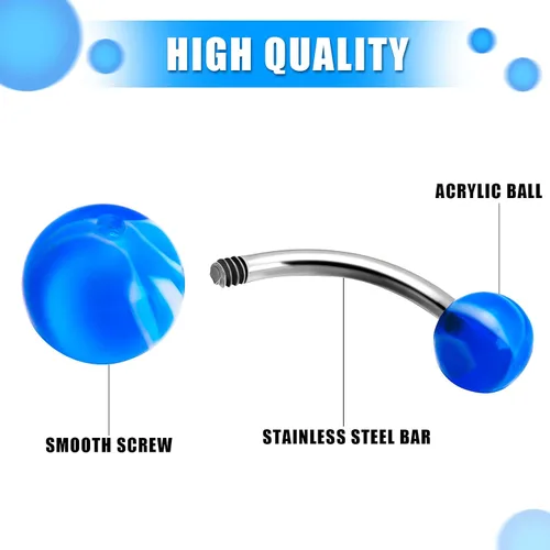 Vista 3 de Junkin 200 anillos para ombligo de acero inoxidable, joyería colorida para el ombligo, joyería para el ombligo, joyería para mujeres y niñas, Acero