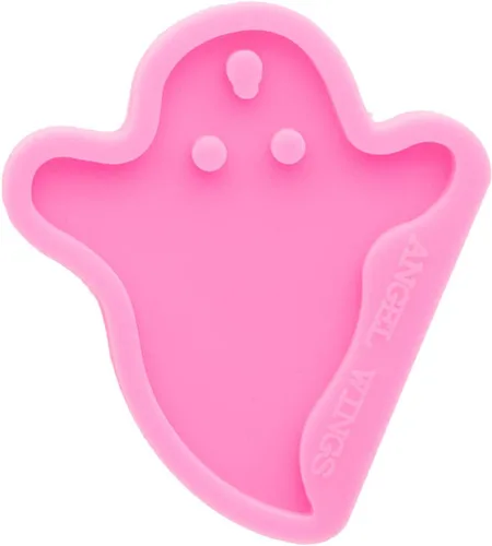 Vista 4 de Moldes de resina súper brillantes estilo fantasma de Halloween, molde de silicona epoxi para llavero con agujero, moldes de silicona para hacer