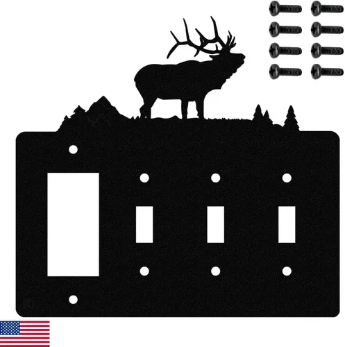 Vista 13 de Solitary Elk - Placa de pared dúplex individual (potencia única, negro)