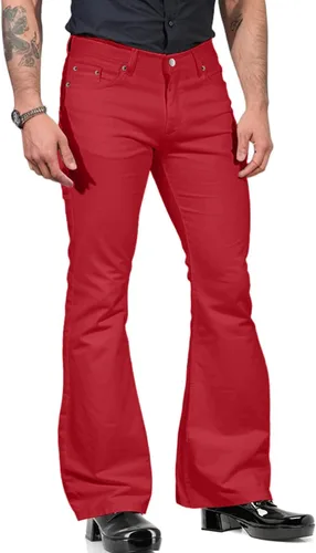 Vista 5 de Pantalones acampanados para hombre, estilo vintage, de los años 60 y 70, para discoteca de los años 70, cómodos, acampanados, pierna retro