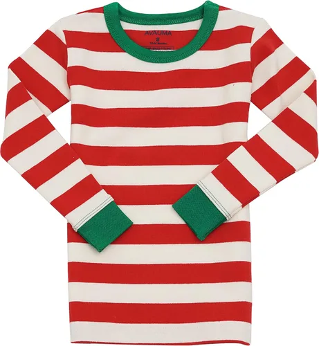 Vista 2 de AVAUMA Conjunto de pijama para bebés y niñas de 6 a 7 años, lindo ajuste cómodo, diseño de patrón de Navidad, pijamas de algodón
