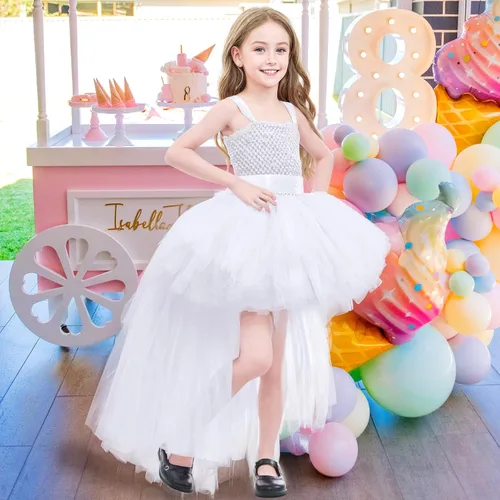 Vista 7 de Vestido tutú para niñas, vestidos de tul, vestido de hada de Halloween para niñas pequeñas, traje de fiesta de cumpleaños, vestido de graduación
