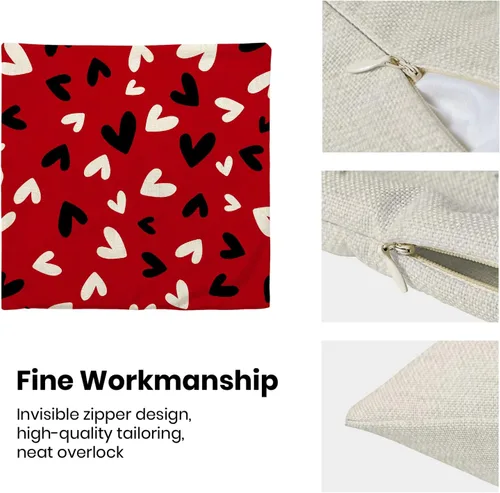 Vista 7 de Juego de 2 fundas de almohada de corazón de amor en blanco y negro de 18 x 18 pulgadas, fundas de almohada decorativas de San Valentín, boda, día