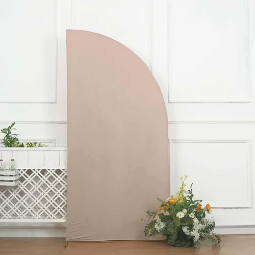 Vista 116 de Efavormart - Juego de 4 fundas de elastano beige para arco de media luna, fundas de telón de fondo Chiara de 2.5 pies a 7 pies para escenarios