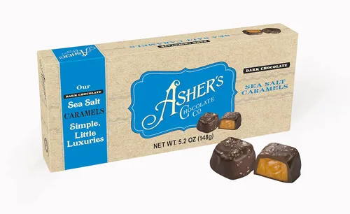 Vista 5 de Asher's Chocolates, Caramelos cubiertos de chocolate negro, dulces dulces y salados gourmet, pequeños lotes de chocolate kosher, propiedad familiar