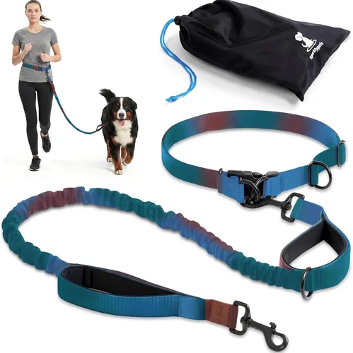 Vista 14 de SparklyPets Correa doble elástica para perro con 2 correas para perros con soporte trasero - Correa doble para perros para razas medianas y medianas