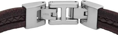 Vista 3 de Fossil Pulsera casual de acero inoxidable y cuero genuino para hombre