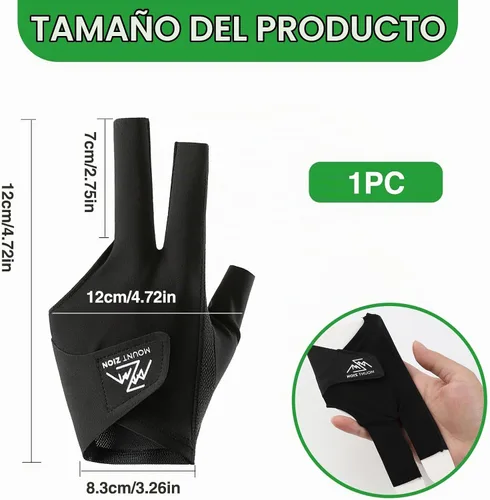 Vista 5 de Pool Glove for Left/Right Hand, 3 Finger Billiard Glove with Quick Dry Breathable Fabric, Professional Snooker Cue Sport Accessories, Enhanced Grip