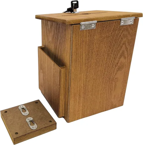 Vista 7 de FixtureDisplays Caja, colección de iglesia donación benéfica con cruz 7.5 pulgadas de ancho x 7.5 pulgadas de alto x 9-7/8 pulgadas de profundidad