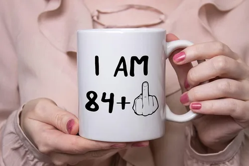 Vista 2 de Funny 85th Birthday Gifts, I Am 84 Plus Middle Finger Coffee Mug, 85 Years Old Gag Novelty Cup, Eightyfifth Birthday Party, Adult Birthday Presents