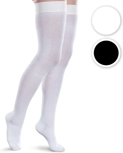 Vista 2 de Therafirm Core-Spun 20-30mmHg moderado graduado compresión apoyo muslo calcetines altos Negro