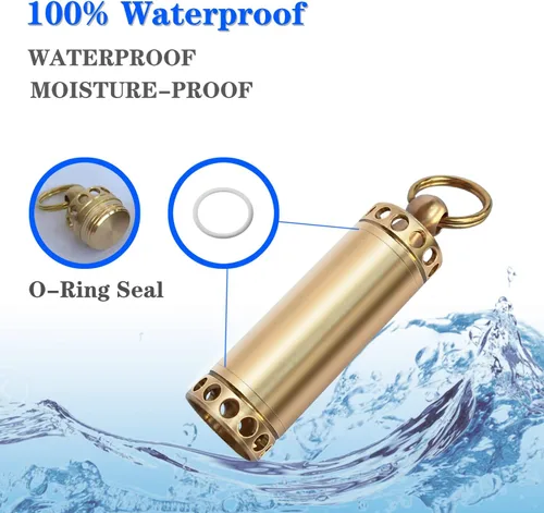 Vista 2 de Pastillero para llavero, mini pastillero portátil de latón impermeable para bolsillo de bolso, pequeño estuche para pastillas para viajes al aire
