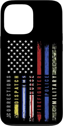 Vista 24 de First Responder Hero Flag Nurse EMS Police Fire Brigade - Carcasa militar para iPhone 17