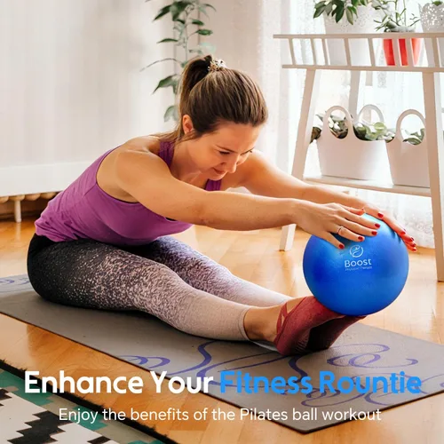 Vista 3 de Pelota de ejercicio pequeña, mini pelota de pilates de 9 pulgadas con guía de ejercicios, pequeña pelota de entrenamiento para estabilidad, fitness