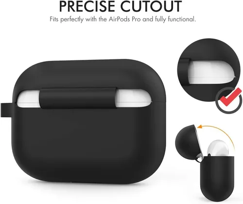 Vista 3 de AhaStyle Funda para Estuche de AirPods Pro (2019) Funda de Silicona Suave para AirPods Pro de 1ª Generación [Mosquetón Añadido] Fundas de Cuerpo