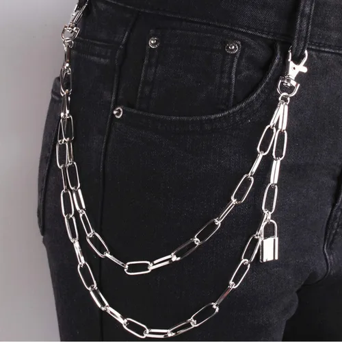Vista 4 de 6 Pieces Pants Chain Wallet Chain Butterfly Lock Charm Jeans Chains Pocket Punk Chain Hip Hop Rock Chains for Women Men
