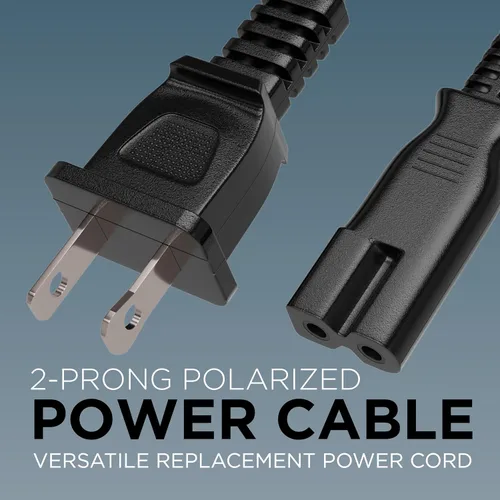 Vista 2 de THE CIMPLE CO Cable de alimentación polarizado de 2 clavijas de 15 pies – Cable de alimentación de CA con enchufe cuadrado/redondo para satélite