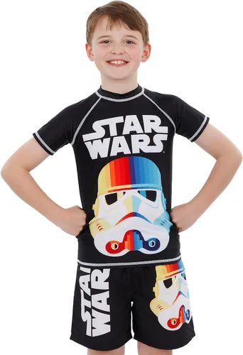 Vista 2 de STAR WARS Disfraz de natación para niños Traje de baño de Stormtrooper de 2 piezas para niños Camiseta de protección y pantalones cortos