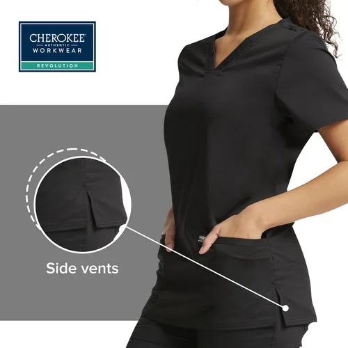 Vista 4 de Workwear Revolution Mujeres Scrubs Top V-cuello WW620