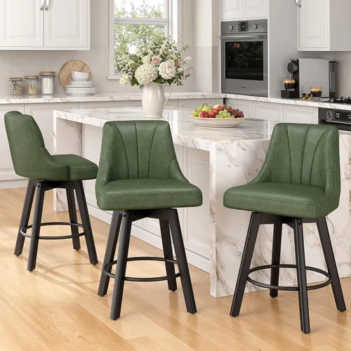 Vista 13 de REONEY Counter Height Swivel Bar Stools, 24" Modern Upholstered Barstools