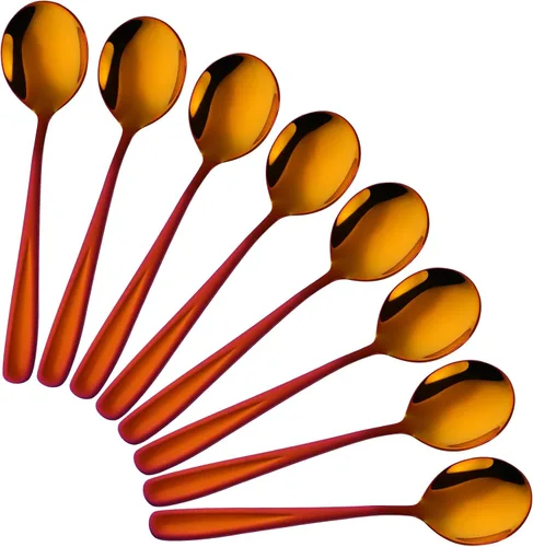 Vista 17 de 8-Piece Stainless Steel Table Spoons, 7 Inch Soup Spoons for Cereal, Dessert, Soup, Coffee & Tea(black）