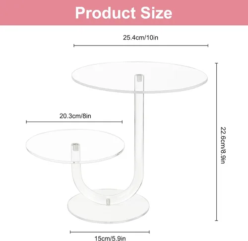 Vista 3 de Soporte acrílico para cupcakes de 2 niveles, soporte de exhibición de postres de alta calidad para mesa de postres - Combo de soporte transparente