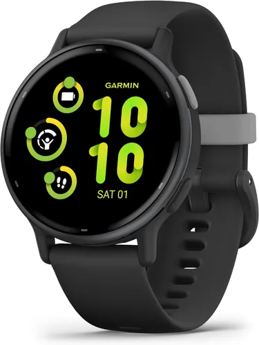 Vista 2 de Garmin vivoactive 5 - Reloj inteligente con GPS de salud y fitness para hombres y mujeres con bisel de aluminio pizarra, caja negra y banda