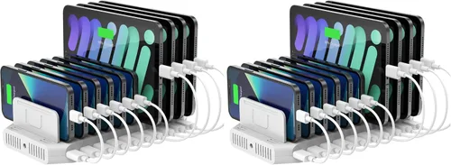Vista 11 de Unitek Estación de carga de 10 puertos, organizador de cargador USB para múltiples dispositivos Multi Charging Dock Smart IC Tech Adjustable