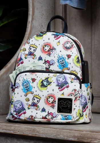 Vista 2 de Loungefly POP Disney Villains Tattoo All Over Print Mini mochila Multi