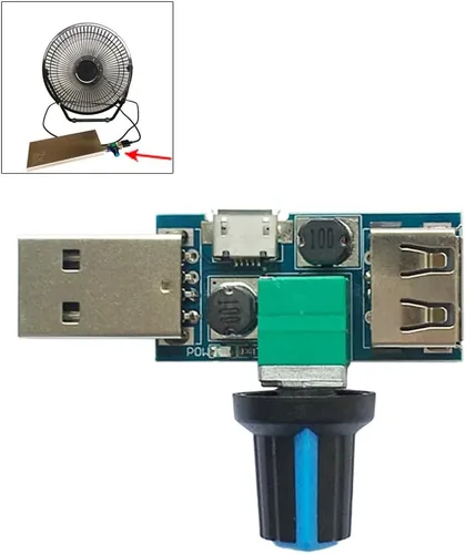 Vista 4 de Paquete de 2 controladores de ventilador USB, regulador de velocidad continuo, regulador de velocidad de aire, regulador de enfriamiento de volumen