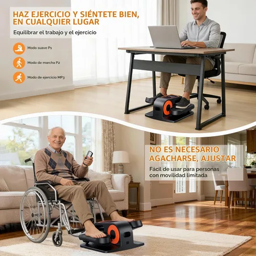 Vista 4 de Under Desk Elliptical, Elliptical Leg Exerciser for Seniors, Home Portable Elliptical with Remote Control and 12 Adjustable Speeds, Electric Seated