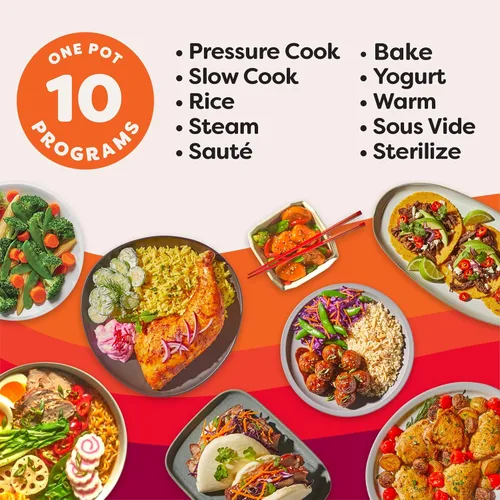 Vista 3 de Instant Pot Pro olla eléctrica a presión 10 en 1, olla de cocción lenta, para cocinar arroz y cereales, para saltear alimentos, vaporera, cocción al