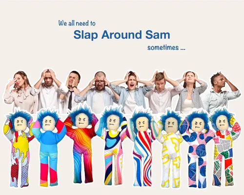 Vista 5 de Regalo Gracioso y Divertido - Alivio del Estrés - Muñeca Slap Around Sam - para Amigos, Compañero de Trabajo, Hombres, Mujeres, Esposo, Esposa