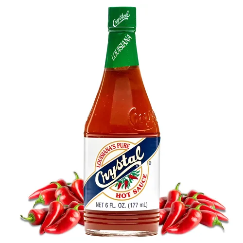 Vista 8 de Crystal Louisiana's Pure Hot Sauce con ajo, 12 onzas, pimientos de cayena añejos, calor medio, sabor Gumbo a Bloody Mary's