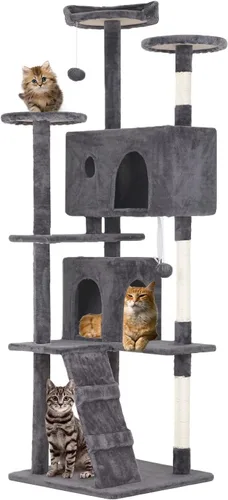 Vista 8 de FDW Torre de árbol para gatos de 54 pulgadas Ceniciento Centro de Ashy