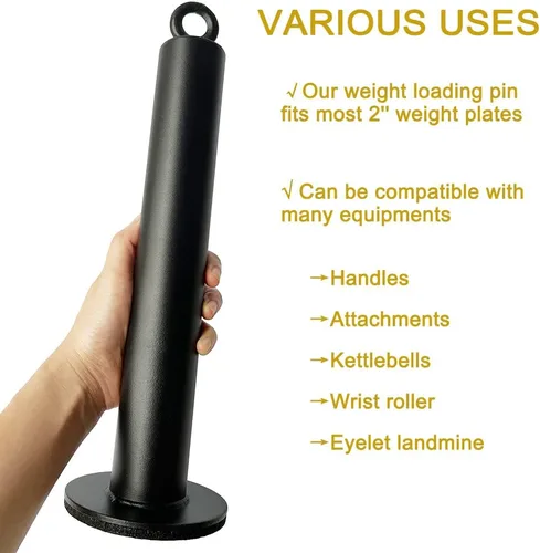 Vista 4 de Weight Loading Pin 2 inch,Olympic Weight Plate Loading Pin for Cable Pulley System LAT Pulldown,Heavy Duty Gym Equipment Weights Lifting Pin with