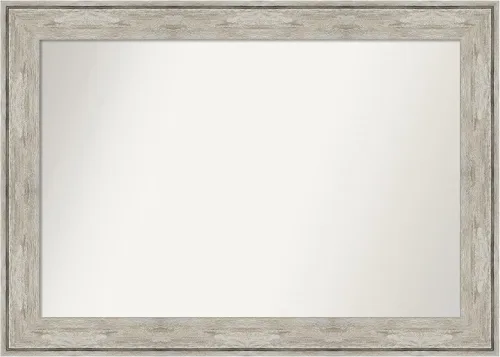 Vista 98 de Amanti Art Espejo de baño plateado para sobre el fregadero, 28 x 37 pulgadas, elegante espejo rectangular de peltre cepillado, marco de madera