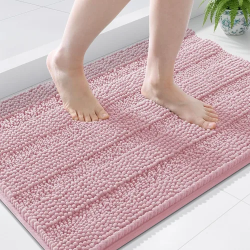 Vista 60 de Grandaily Alfombras de baño de felpilla a rayas de 24 x 16 pulgadas, extra gruesas y suaves, absorbentes, parte trasera de goma, alfombra de ducha