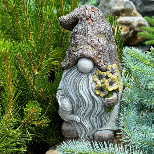 Vista 6 de Mood Lab Gnomo de jardín – Figura de gnomo de llave – Estatua de césped de 9.25 pulgadas – para decoración al aire libre o de la casa