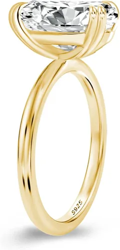 Vista 2 de PAFIDDY Impresionante anillo de compromiso de corte ovalado de 5 quilates para mujer, anillo de diamantes de imitación, anillo de promesa de plata