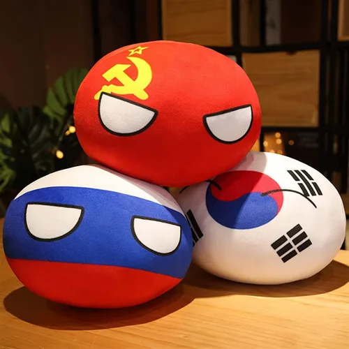 Vista 4 de Pelota de campo de Suecia, peluche de pelota de campo, muñeca de peluche Polandball con colgante de bola de campo para cosplay, lindo llavero