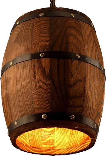Vista 7 de Madera antigua barril de vino lámpara colgante colgante rústico cocina bar techo lámpara accesorios de luz