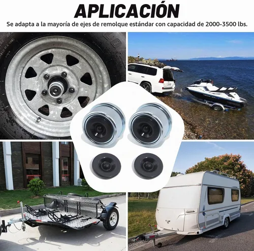 Vista 6 de 2 piezas Tapas Antipolvo de Cubo de Remolque de 1.98'', Tapas de Copa Antipolvo de Cojinete de Eje de Remolque, Cubiertas de Grasa y Tapones de Goma