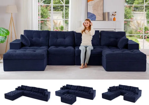 Vista 31 de MAXYOYO Sofá sin hueso, sofá de nube en forma de L de 96 pulgadas con Gris oscuro