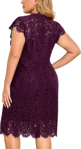 Vista 2 de Miusol Vestido de noche formal para mujer, con encaje retro, sin mangas, talla grande