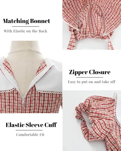 Vista 5 de Nuoqi Vestidos de pionera para niñas, disfraz colonial de Laura Ingalls Wilder