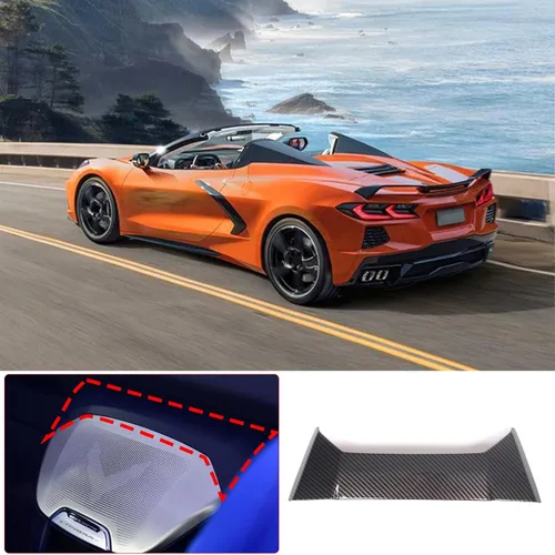 Vista 2 de Cubierta del panel superior del altavoz trasero compatible con Chevrolet Corvette C8 2020-2023, cubierta de altavoz de cascada de consola