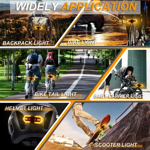 Vista 6 de Luz trasera de bicicleta con señal de giro, luces traseras de bicicleta recargables por USB, luz trasera de bicicleta dividida delantera y trasera