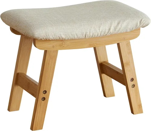 Vista 11 de viewcare Reposapiés otomano pequeño, taburete negro - Taburete de pie de madera para sala de estar, dormitorio y cocina