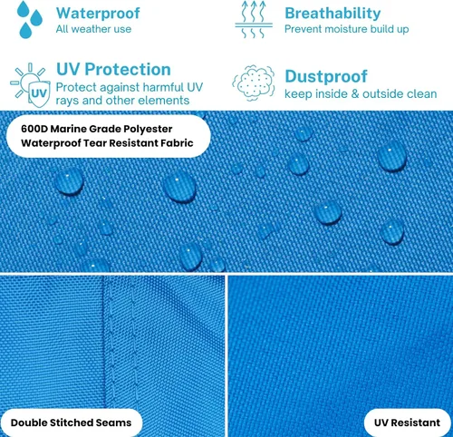 Vista 9 de EliteShield Cubierta impermeable para lancha pontón, poliéster 600D resistente grado marino, cubierta de pontón remolcable cubierta de lancha, se
